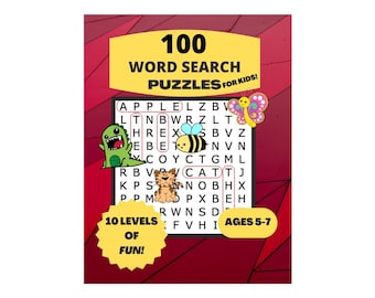100 Word Search Puzzles For Kids - Digital Download