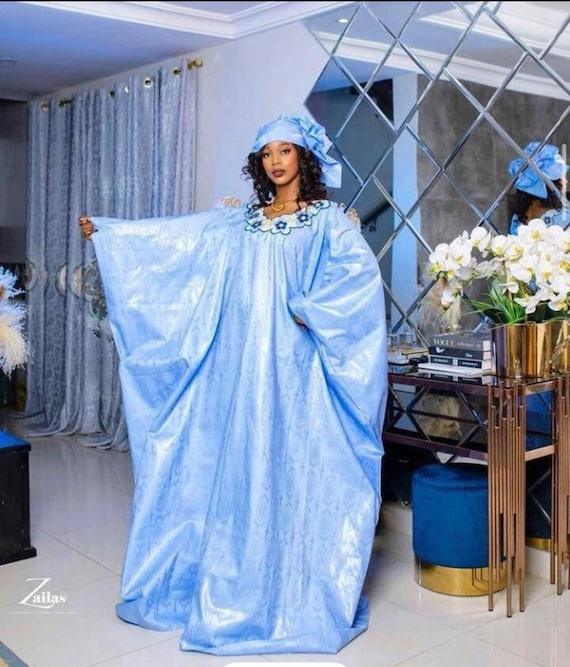 Bazin Riche, African Boubou Dress Long Boubou Gown, Elegant