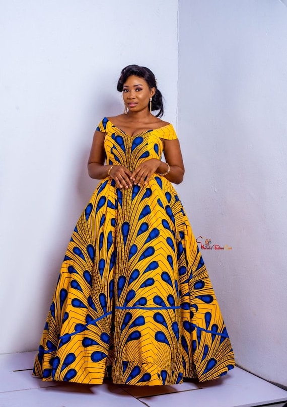 green emerald velvet dress Ankara Print Maxi Gown – Yoma Fashion Boutique