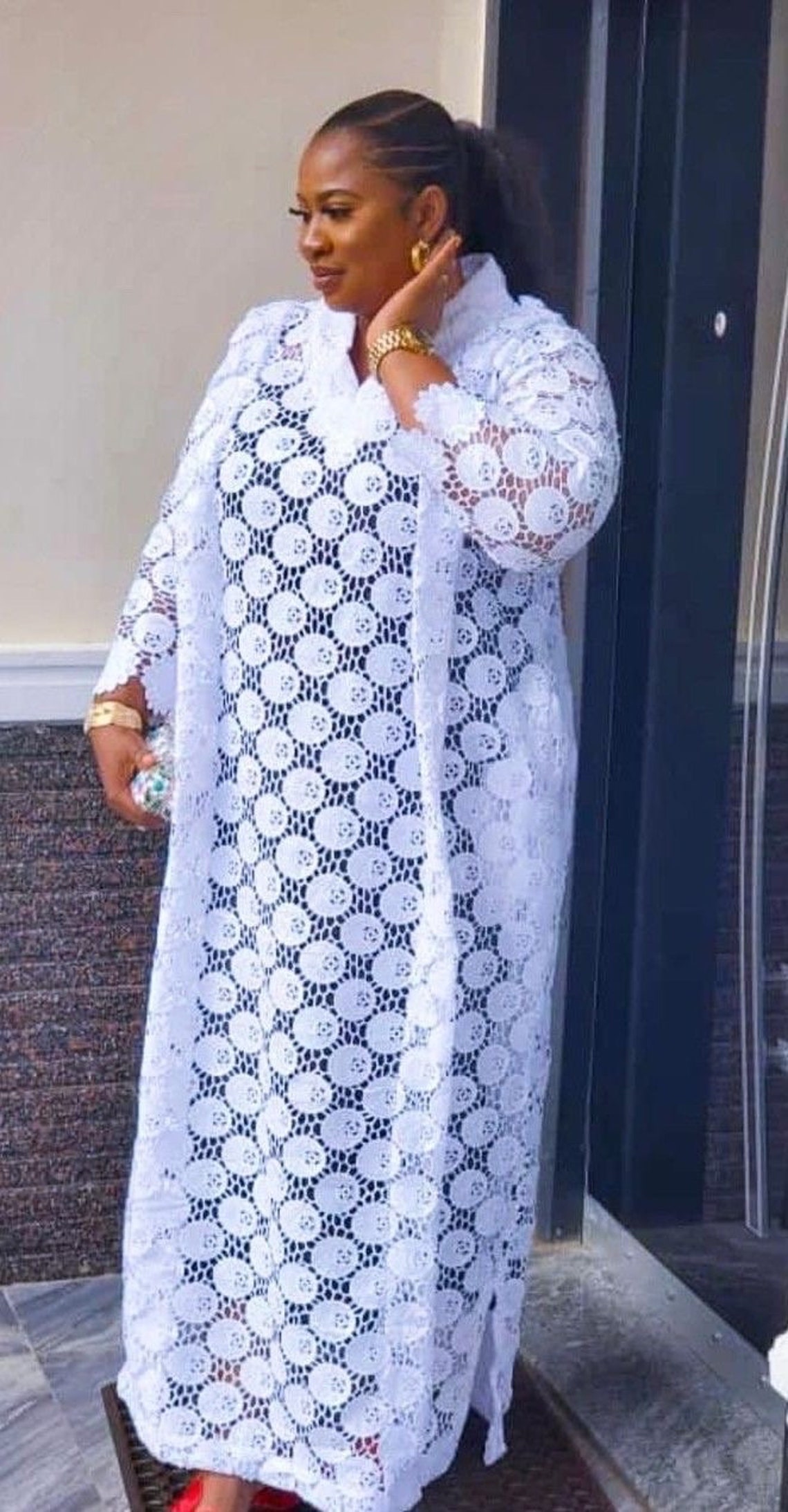 African Lace Print Boubou Dress