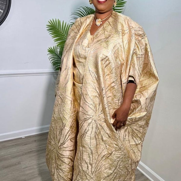 Gold Boubou brocade , elegant boubou dresses , boubou gown for women, African women clothing, women fashion dresses, party boubou brocade