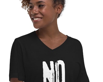 Funny 'No' V-Neck T-Shirt - Sarcastic Unisex Graphic Tee