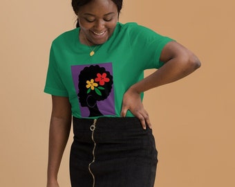 Lady with Afro and flowers Unisex t-shirt, African Pride tee, Black History Month top, Melanated top