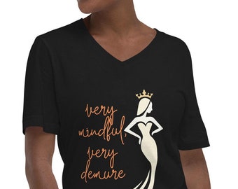 Demure V-Neck T-Shirt: Minimalist Women's Empowerment Tee