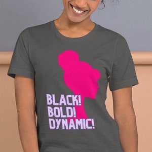 Black, Bold DynamicUnisex t-shirt, Pink Fan T-Shirt gift, Pink Lover&#39;s Gift, Black Barbie Fan Youth Short Sleeve T-Shirt