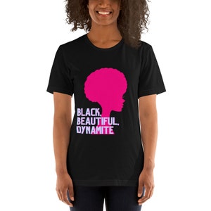 Black, Beautiful, Dynamite Unisex t-shirt, Pink Fan T-Shirt gift, Pink Lover&#39;s Gift, Black Barbie Fan Youth Short Sleeve T-Shirt