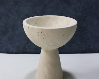 Travertine Bowl, Natural Stone Bowl, Decorative Bowl, Travertine Centerpiece, Home Decoration, Kitchen Gifts, Pedestal Bowl, Marble Stand