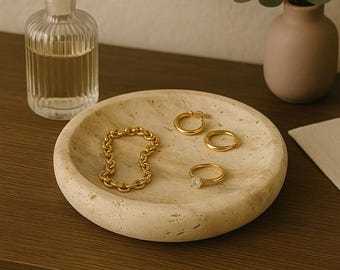Handcrafted Travertine Jewelry Stand, Elegant Home Decor