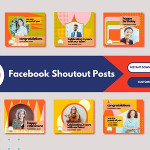 Zestaw szablonów postów na Facebooku w stylu retro | Dostosowywalny Canva | Pozdrowienia dla wolontariuszy z zespołu pracowników | Powitanie, rocznica urodzin, gratulacje