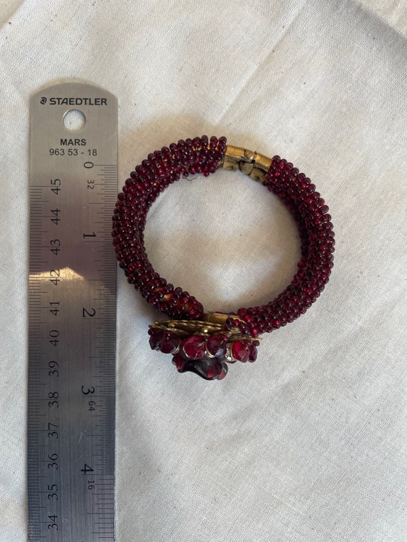 Art Deco red bead and diamante bracelet - image 5