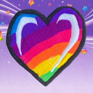 Shiny Rainbow Heart Tufted Wall Hanging