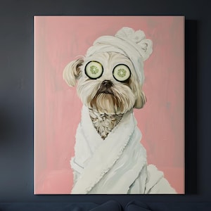 Maltese Gifts, Maltese Dog Spa, Dog Groomers Gifts, Maltese Prints, Canvas, Digital File, Poster Painting Art, Dog Wall Art