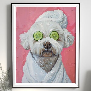 Bichon Frise Gifts, Bichon Frise Dog Spa, Dog Groomers Gifts, Prints, Bichon Frise Canvas, Digital File, Poster Painting Art, Dog Wall Art