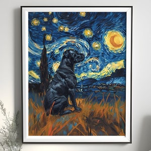 Cane Corso Gifts, Starry Night Inspired Art, Cane Corso Prints, Cane Corso Canvas, Digital File,Cane Corso Poster Painting Art, Dog Wall Art