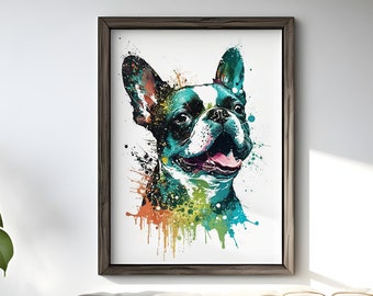 Boston Terrier Gifts, Watercolor Dog Wall Art Prints,Boston Terrier Painting,Boston Terrier Poster, Boston Terrier Canvas,Boston Terrier Art