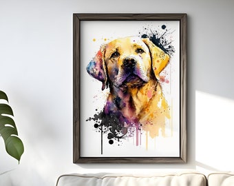 Yellow Labrador Gifts, Labrador Watercolor Prints, Labrador Canvas, Digital File, Labrador Poster, Watercolor Dog Portrait, Dog Wall Art