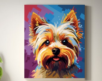 Yorkshire terrier gåvor popkonsttryck, Yorkshire terrier hund canvas, digital fil, Yorkshire terrier hund affisch konsttryck, Yorkshire terrier hund målning, hund väggkonst