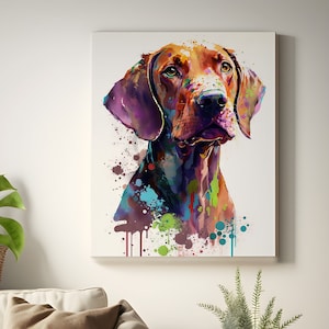 Vizsla Gifts, Vizsla Watercolor Prints, Vizsla Canvas, Digital File, Vizsla Poster, Watercolor Dog Portrait, Dog Wall Art, Birthday Gifts