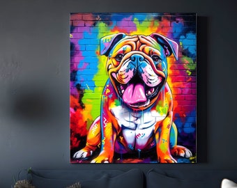 Bulldog Gifts Graffiti Prints, Bulldog Canvas, Digital File, Bulldog Poster, Bulldog Painting, Bulldog Dog Wall Art, dog Graffiti Street Art