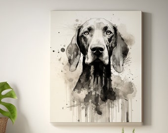 Weimaraner regalos impresiones de acuarela, lienzo Weimaraner, archivo digital Weim, cartel de Weimaraner, retrato de acuarela en blanco y negro, arte de la pared del perro