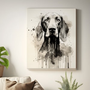 Weimaraner Gifts Watercolor Prints, Weimaraner Canvas, Weim Digital File, Weimaraner Poster,Black and White Watercolor Portrait,Dog Wall Art