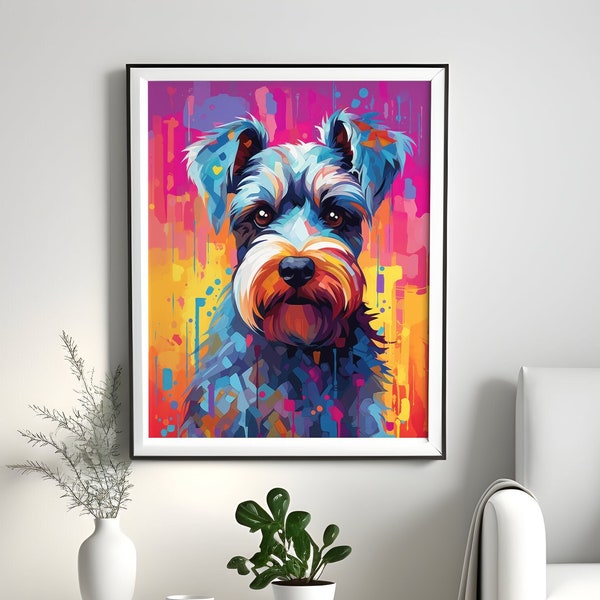 Cadeaux Schnauzer, impressions Pop Art, toile de schnauzer, fichier numérique de schnauzer, impression d'art affiche de schnauzer, peinture de schnauzer, art mural chien