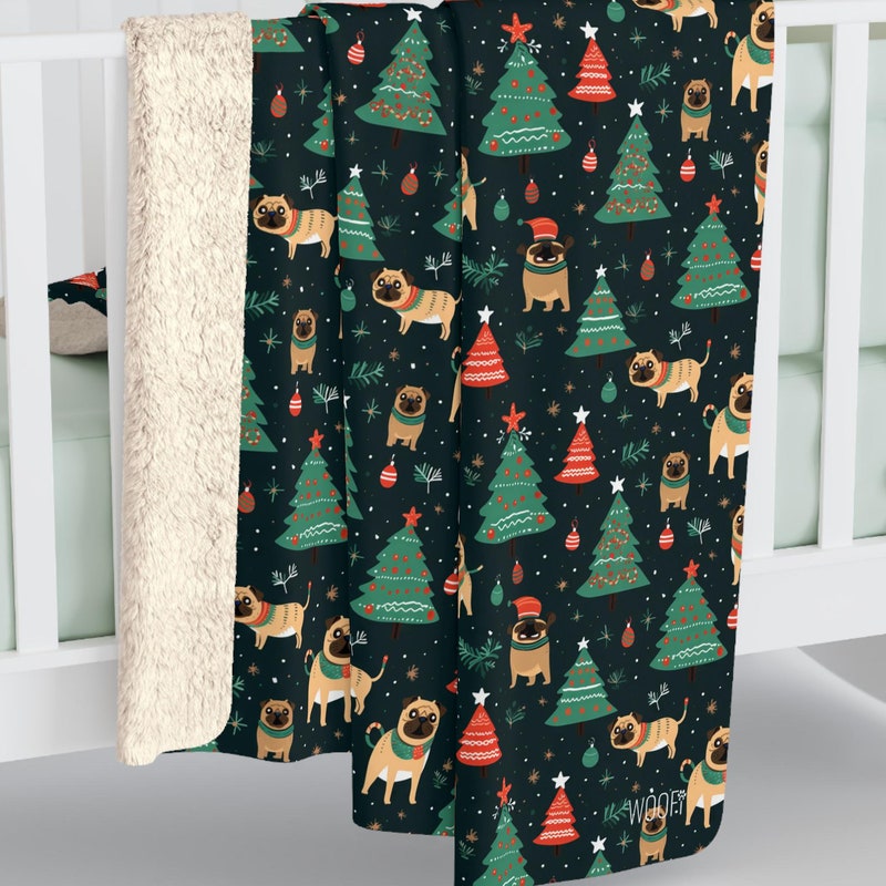 Jolly Pug Christmas Quilted Blanket NCU0VL586 main image 0