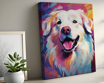 Regalos de los Grandes Pirineos Impresiones de arte pop, lienzo, archivo digital, póster de los Grandes Pirineos, pintura de los Grandes Pirineos, arte mural de perros, regalos de cumpleaños
