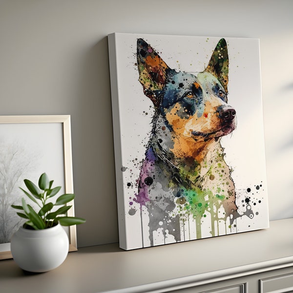 Australian Cattle Dog Gifts, Cattle Dog Poster Print, Cattle Dog Watercolor Painting, Dog Wall Art,Cattle Dog Portrait Canvas, Dog Lover Art