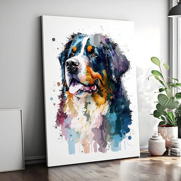 Bernese Mountain Dog Gift Art Canvas, Dog Portrait, Bernese Mountain Dog  Painting, Bernese Mountain Dog Art, Pet Canvas Print, Pet Gifts