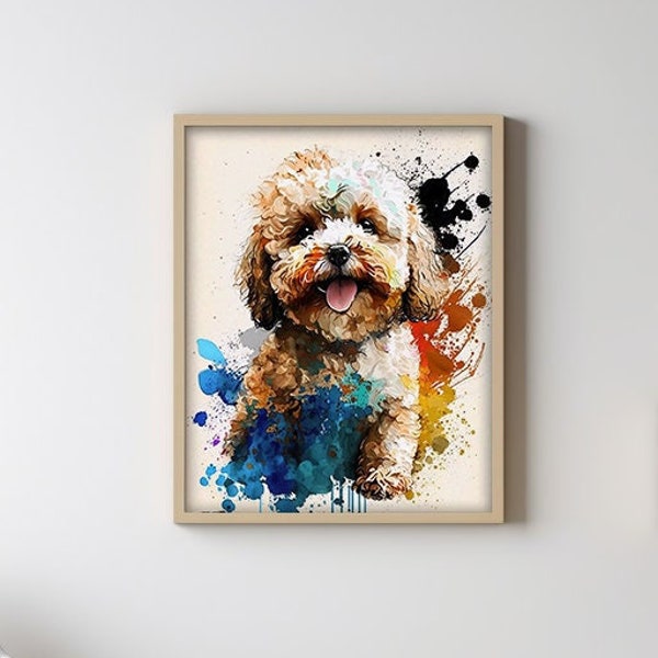 Poochon Gifts, Poochon Watercolor Prints, Canvas, Digital File, Poochon Poster, Watercolor Dog Portrait, Dog Wall Art, Birthday Gifts