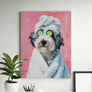 Sheepadoodle Gifts, Sheepadoodle Dog Spa, Dog Groomers Gifts, Sheepadoodle Prints, Canvas, Digital File, Poster Painting Art, Dog Wall Art