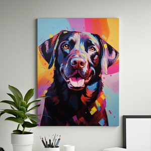 Black Labrador Pop Art Print: Colorful Dog Portrait, Canvas or Poster (Digital File)