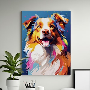 Australian Shepherd Gifts, Aussie Dog Watercolor Prints, Aussie Canvas, Digital File, Aussie Poster, Watercolor Portrait, Dog Wall Art
