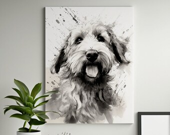 Regali Goldendoodle, Stampe ad acquerello Goldendoodle, Tela Goldendoodle, File digitale, Poster Goldendoodle, Arte da parete per cani in bianco e nero