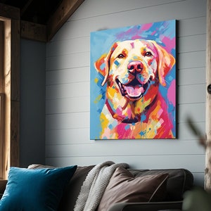 Labradorpresenter Pop Art-tryck, Labrador-kanvas, digital fil, Labrador-affisch, konsttryck, Labradormålning, hundväggkonst, Labradorhundälskare bild 3