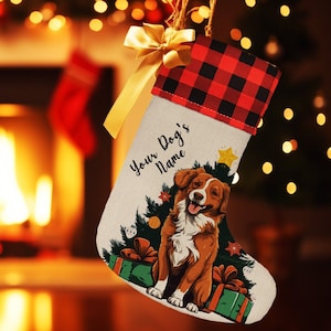 Nova Scotia Duck Tolling Retriever Gift, Duck Toller Stocking, Personalized dog stockings, Christmas plaid dog stockings, Christmas gift