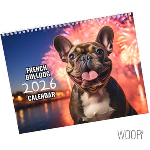 Calendario 2026 del Bulldog Francese, Calendario da parete regalo per Bulldog Francese, Calendario da parete da appendere di 12 mesi, Calendario da tavolo, Amante dei cani, Supporto ai rifugi per cani