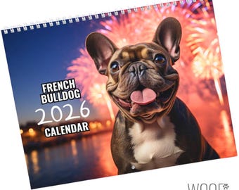 フレンチブルドッグカレンダー2026：デスクトップと壁掛けカレンダーの