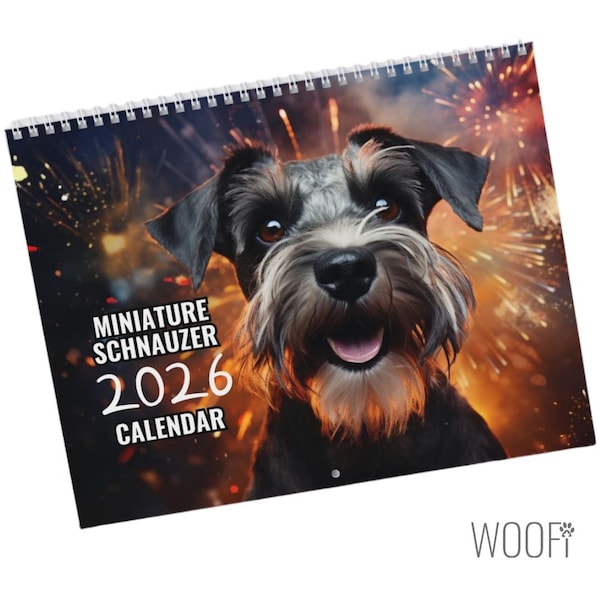 Schnauzer Dog Calendar 2026 : Desktop and Wall Calendar options, Supports Shelters