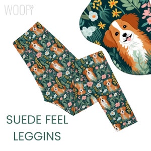 Nova Scotia Duck Tolling Retriever Gifts Leggings, Duck Toller Dog High Quality Suede Feel Leggings,Floral Duck Toller Dog Pattern Leggings