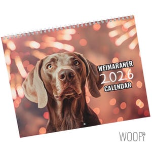 Weimaraner Dog Calendar 2026 : Desktop and Wall Calendar options, Supports Shelters