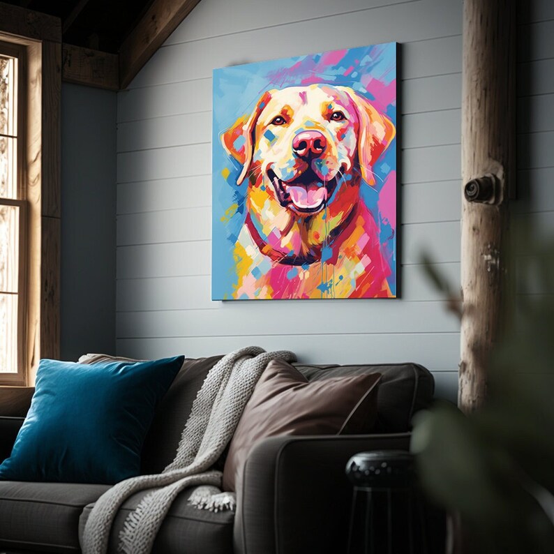 Labradorpresenter Pop Art-tryck, Labrador-kanvas, digital fil, Labrador-affisch, konsttryck, Labradormålning, hundväggkonst, Labradorhundälskare bild 3