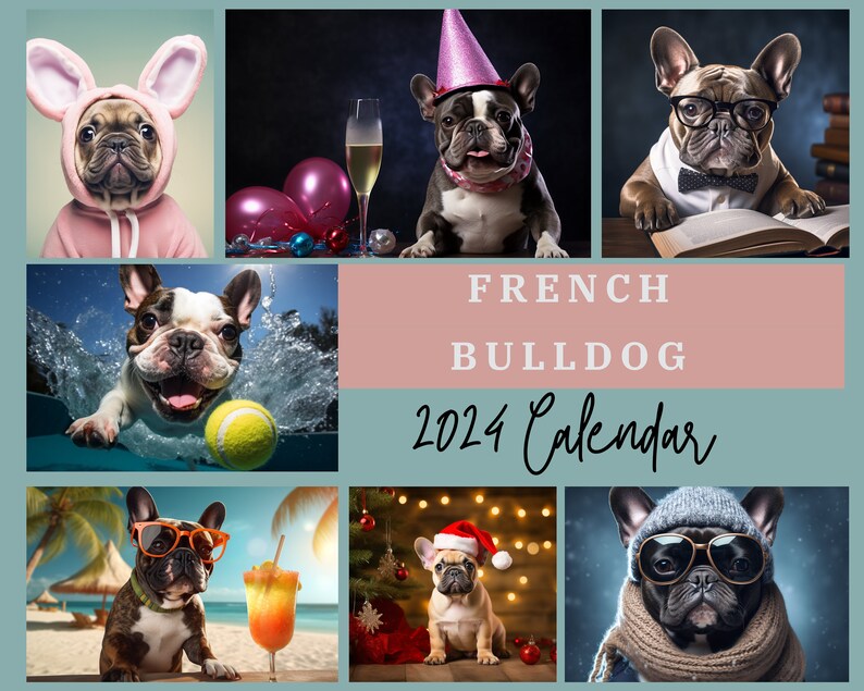 French Bulldog Calendar 2024 Frenchie Wall Calendar Gift 12 - Etsy