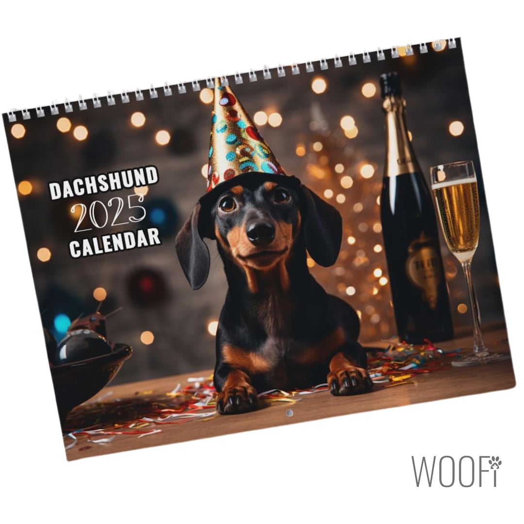 Dachshund Calendar 2025, Doxie Wall Calendar Gift, 12 Month Hanging