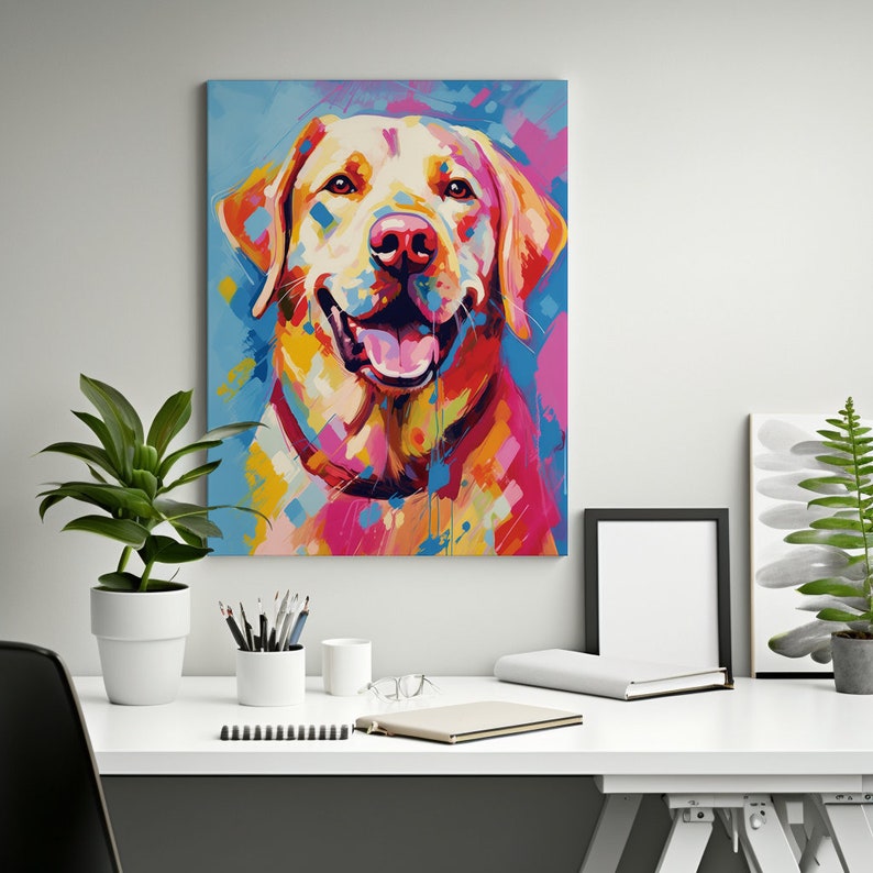Labradorpresenter Pop Art-tryck, Labrador-kanvas, digital fil, Labrador-affisch, konsttryck, Labradormålning, hundväggkonst, Labradorhundälskare bild 6