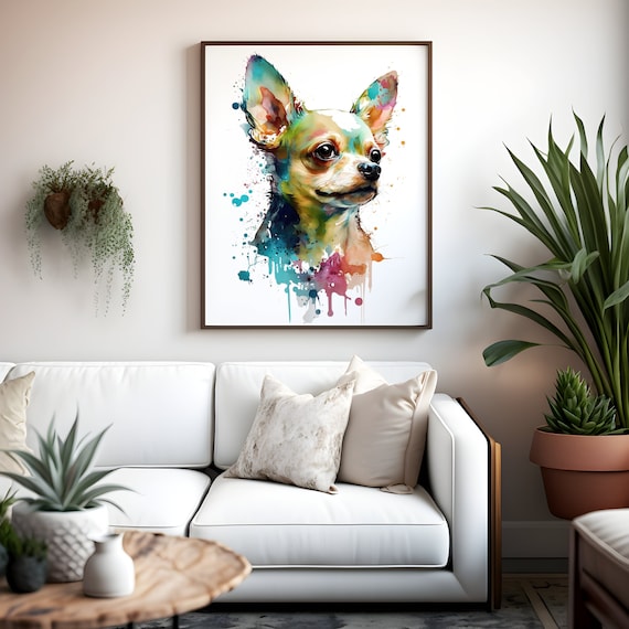 Chihuahua Gifts, Chihuahua Watercolor Prints, Chihuahua Canvas, Digital File, Chihuahua Poster, Watercolor Portrait, Dog Wall Art