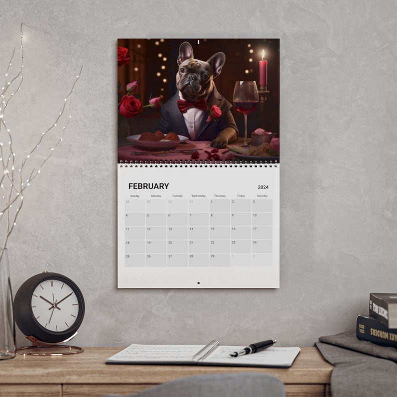 French Bulldog Calendar 2024 Frenchie Wall Calendar Gift 12 Etsy