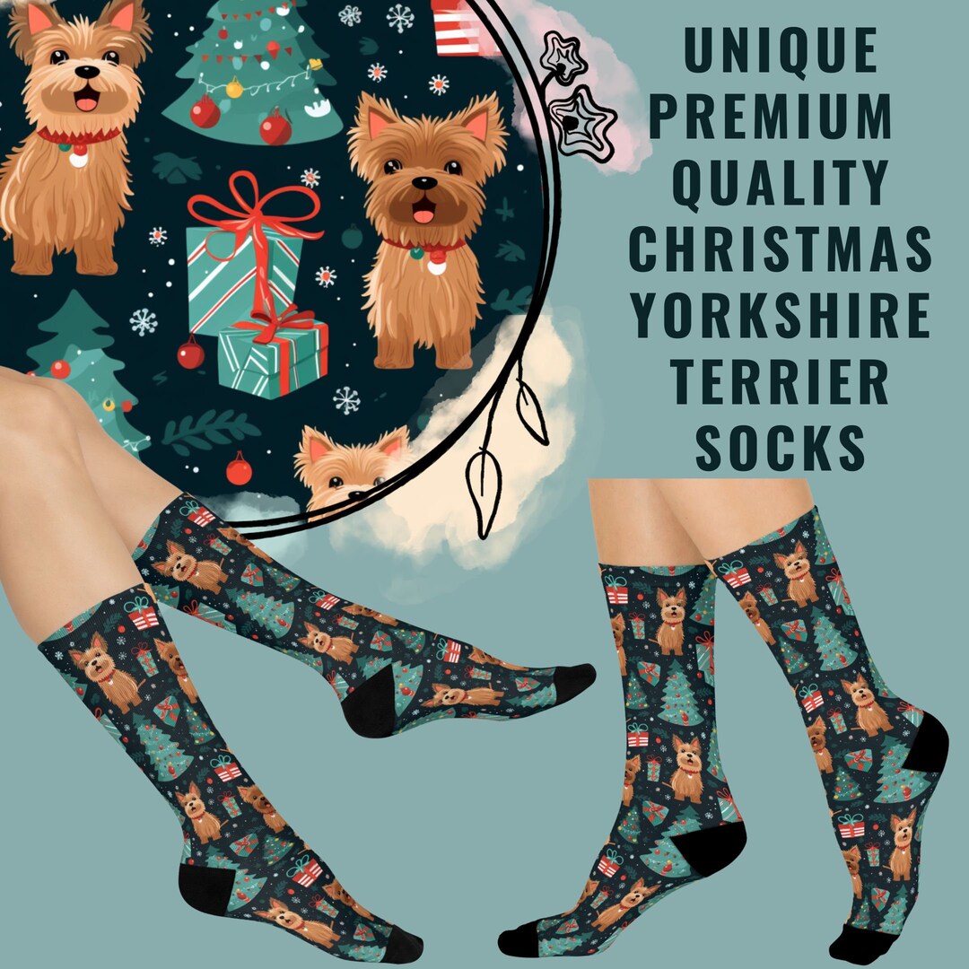 Yorkshire Terrier Gifts Socks, Yorkie Christmas Socks, Yorkie Dog