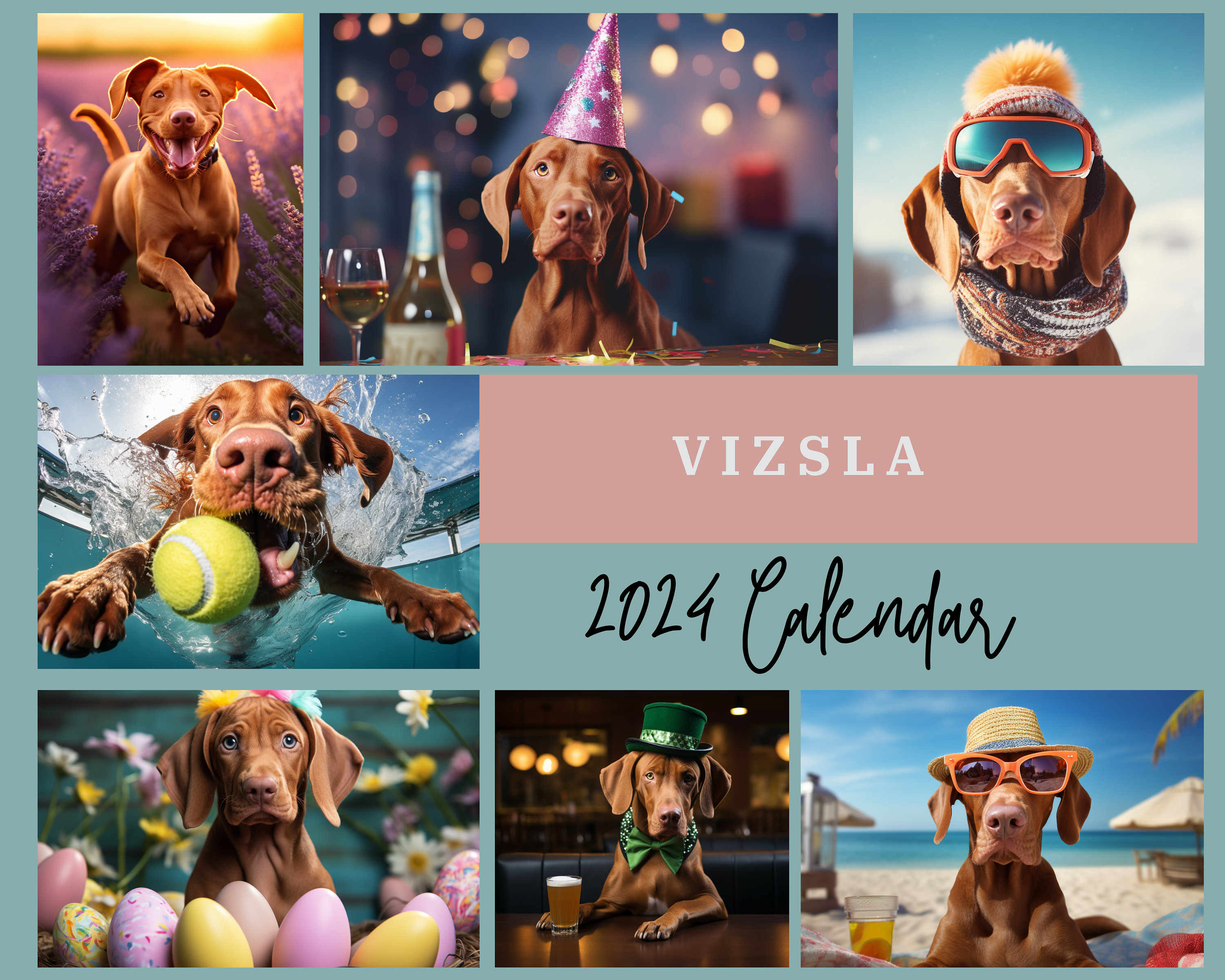 Vizsla Calendar 2024 Vizsla Wall Calendar Gift 12 Month Etsy